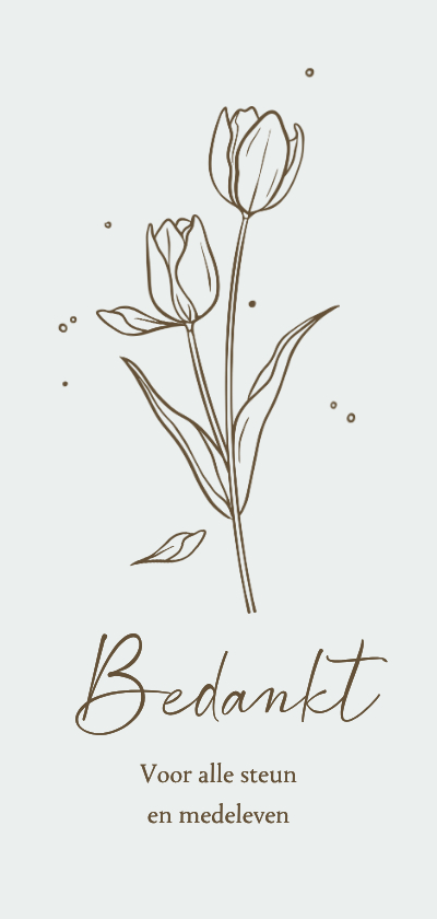 Rouwkaarten - Rouwkaart bedankt tulpen line art stijlvol