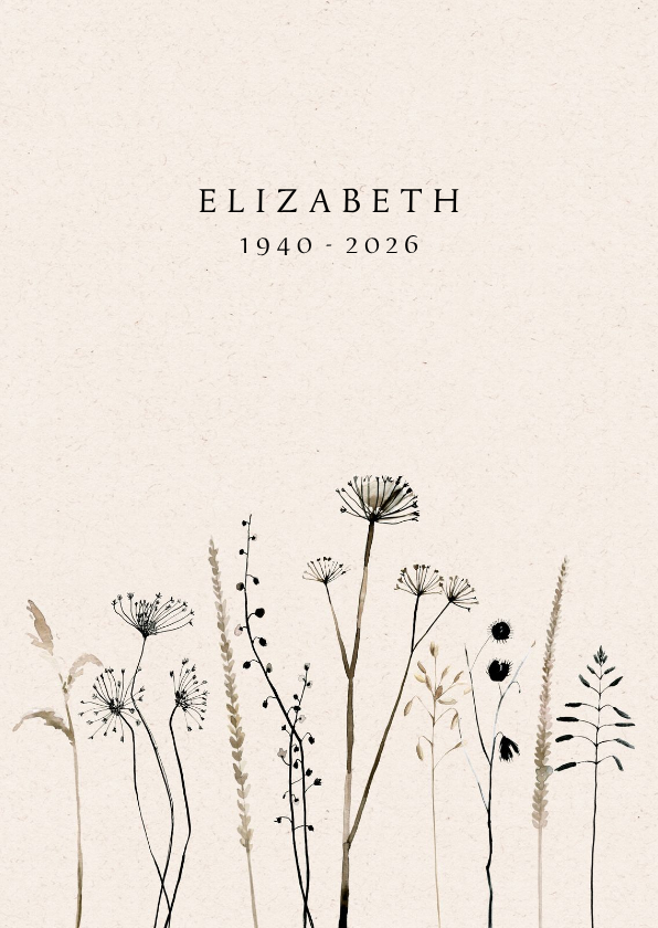 Rouwkaarten - Rouwkaart beige droogbloemen