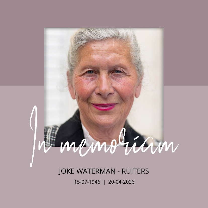 Rouwkaarten - Rouwkaart In memoriam met foto