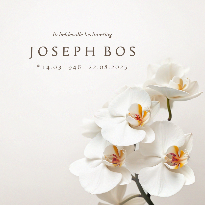 Rouwkaart klassiek neutraal orchidee beige zand - Rouwkaarten Rouwkaarten - Rouwkaart klassiek neutraal orchidee beige zand