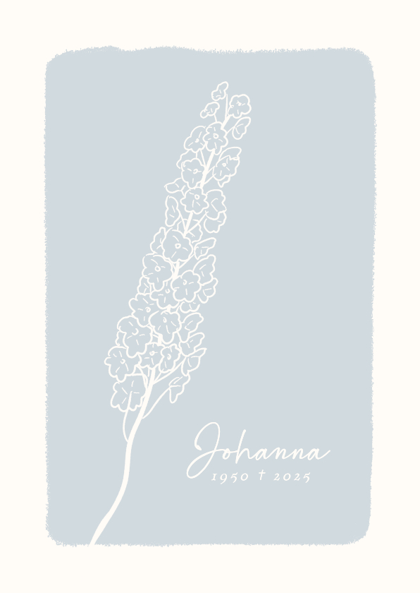 Rouwkaarten - Rouwkaart lichtblauw met lijntekening van bloemen