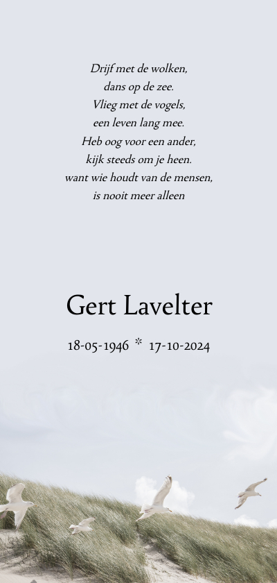 Rouwkaart Meeuwen - Rouwkaarten Rouwkaarten - Rouwkaart Meeuwen