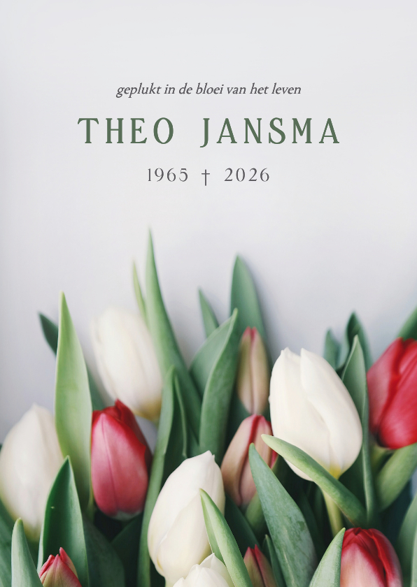 Rouwkaarten - Rouwkaart met foto van bos tulpen