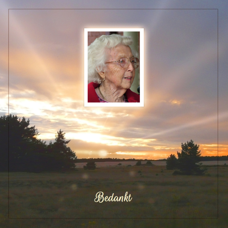 Rouwkaart ondergaande zon en eigen foto - Rouwkaarten Rouwkaarten - Rouwkaart ondergaande zon en eigen foto