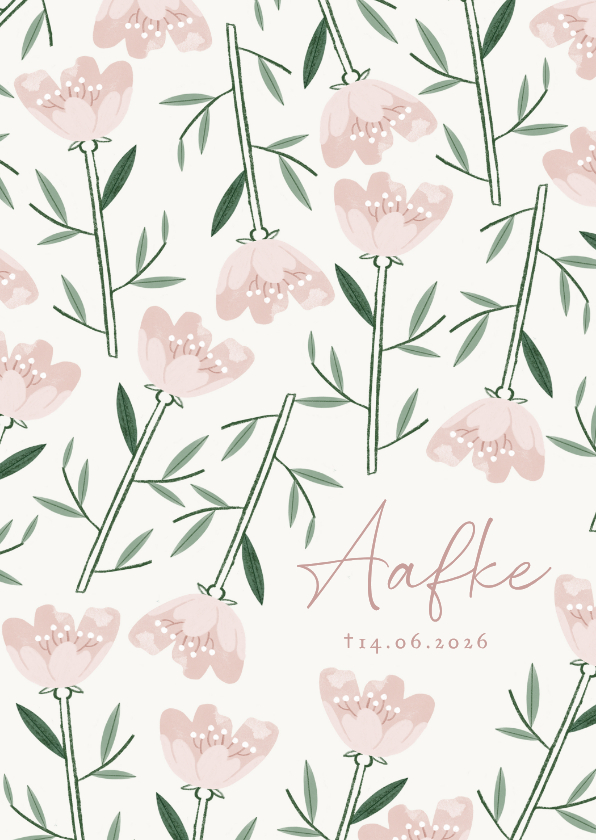 Rouwkaarten - Rouwkaart oudroze tulpen bloemen vrouw