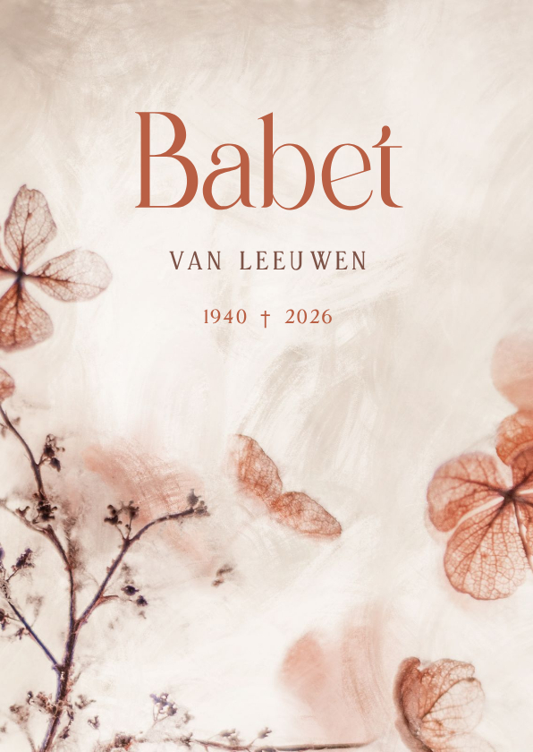 Rouwkaart stijlvol met bloemen - Rouwkaarten Rouwkaarten - Rouwkaart stijlvol met bloemen