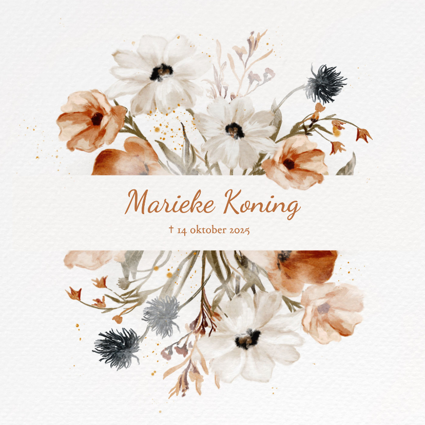 Rouwkaart stijlvolle veldbloemen in aquarel - Rouwkaarten Rouwkaarten - Rouwkaart stijlvolle veldbloemen in aquarel