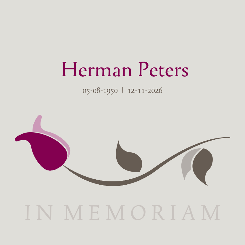 Rouwkaart tulp in memoriam - Rouwkaarten Rouwkaarten - Rouwkaart tulp in memoriam