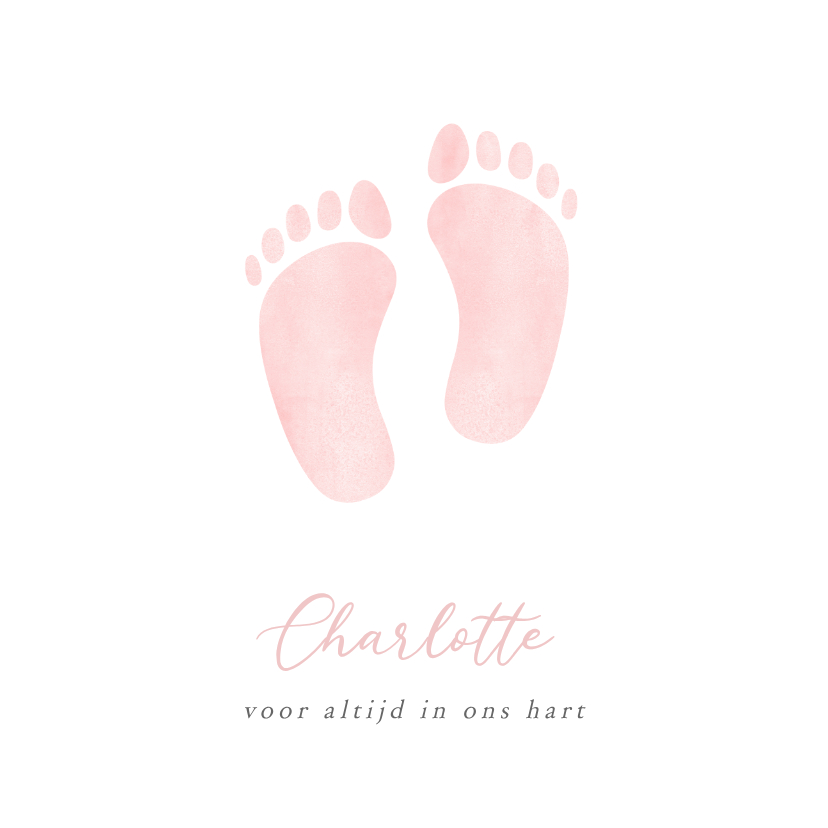 Rouwkaarten - Rouwkaart voor een sterrenkindje of baby met roze voetjes