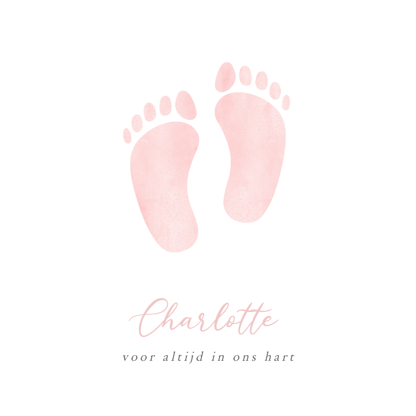 Rouwkaarten - Rouwkaart voor een sterrenkindje of baby met roze voetjes