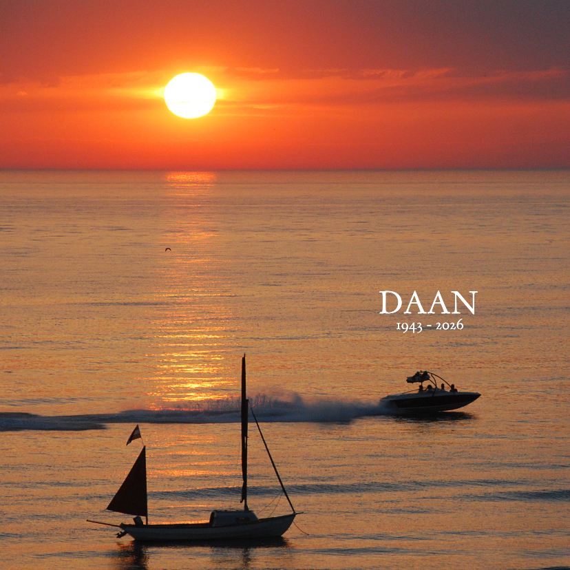 Rouwkaarten - Rouwkaart Zonsondergang boten