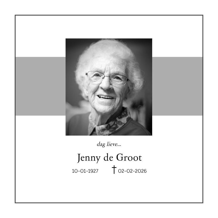 Rouwkaart - zwarte rand foto - Rouwkaarten Rouwkaarten - Rouwkaart - zwarte rand foto