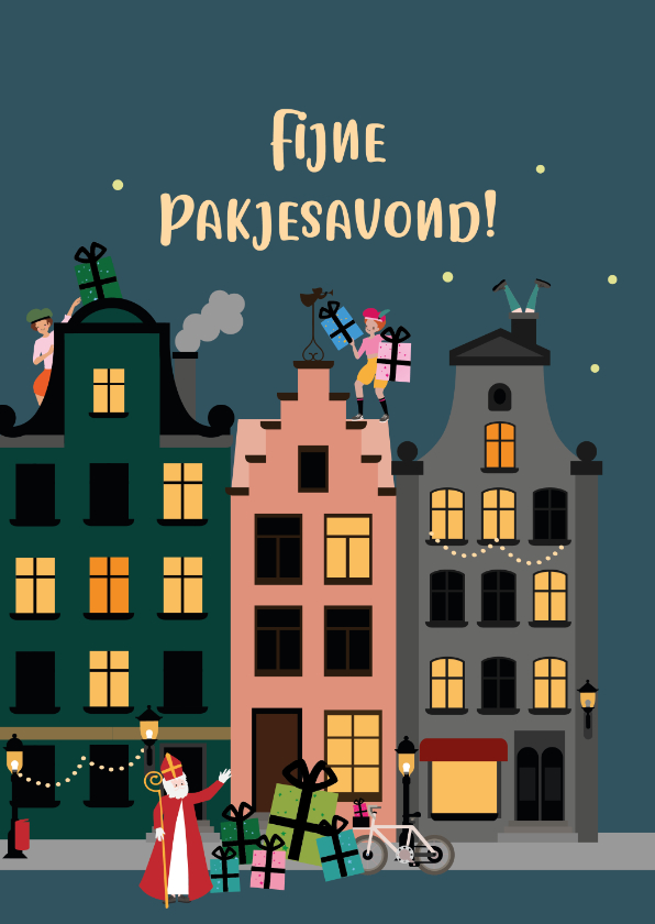 Sinterklaaskaarten - Fijne pakjesavond - Sint in de nacht - Sinterklaaskaart