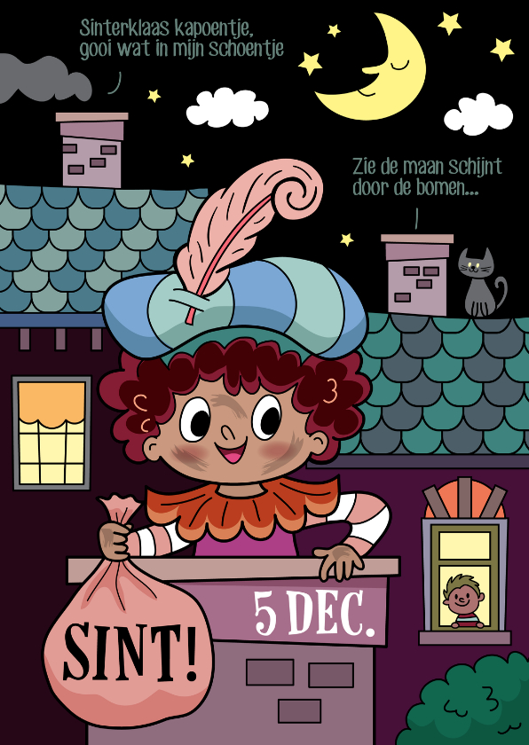 Piet in de schoorsteen - Sinterklaaskaarten Sinterklaaskaarten - Piet in de schoorsteen