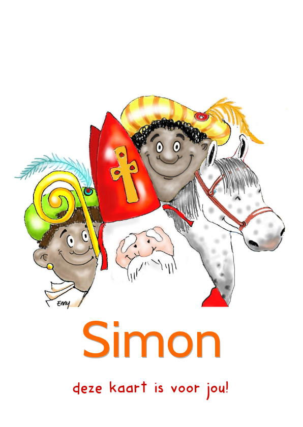 Sint en zwarte pieten met paard - Sinterklaaskaarten Sinterklaaskaarten - Sint en zwarte pieten met paard