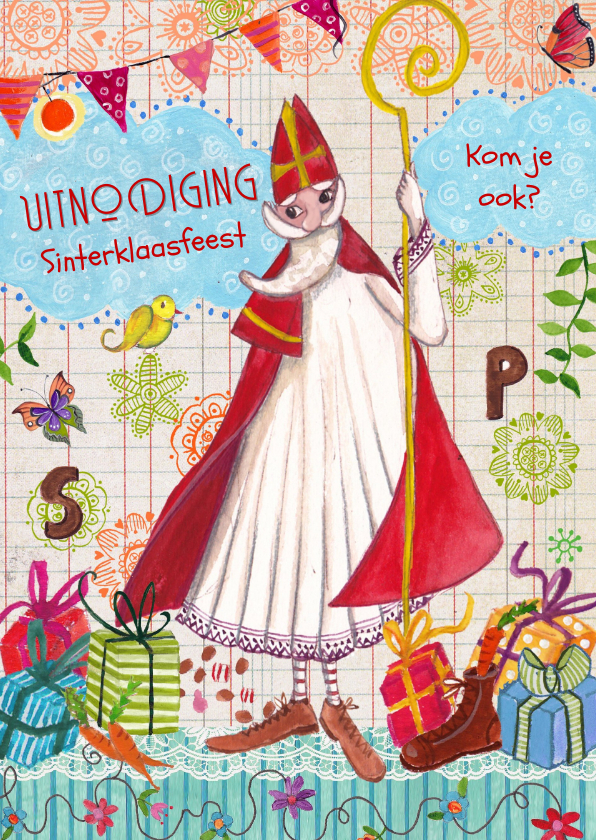 Sinterklaaskaarten - Sint uitnodiging pakjesavond Illustratie