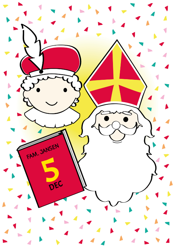 Sinterklaaskaarten - Sinterklaas en  Piet met het grote boek en eigen naam