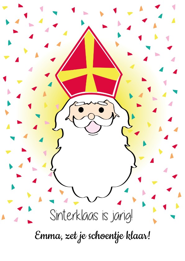Sinterklaaskaarten - Sinterklaas is jarig, vrolijke feest kaart