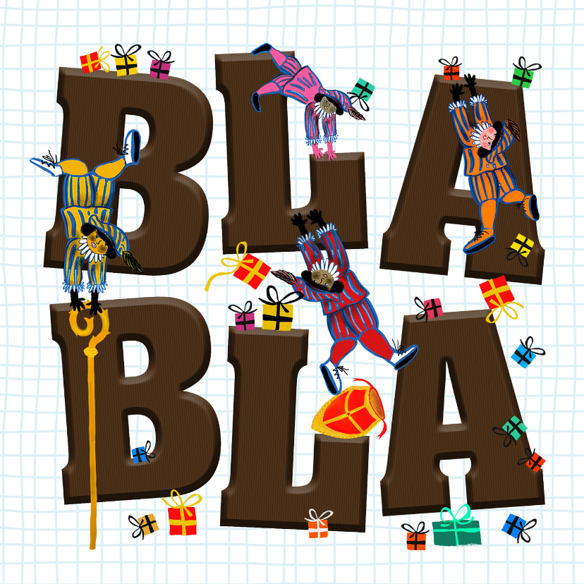Sinterklaas kaart met letters Bla Bla - Sinterklaaskaarten Sinterklaaskaarten - Sinterklaas kaart met letters Bla Bla