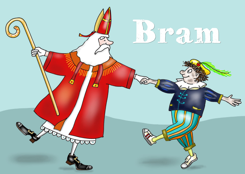 Sinterklaaskaarten - Sinterklaas - Sint en Piet dansend