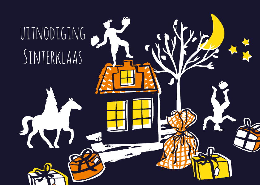 Sinterklaaskaarten - Sinterklaas uitnodiging pakjesavond