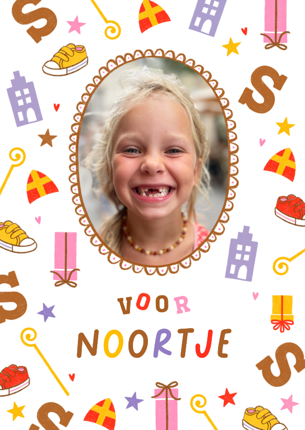 Sinterklaaskaarten - Sinterklaaskaart fotokaart roze paars rood