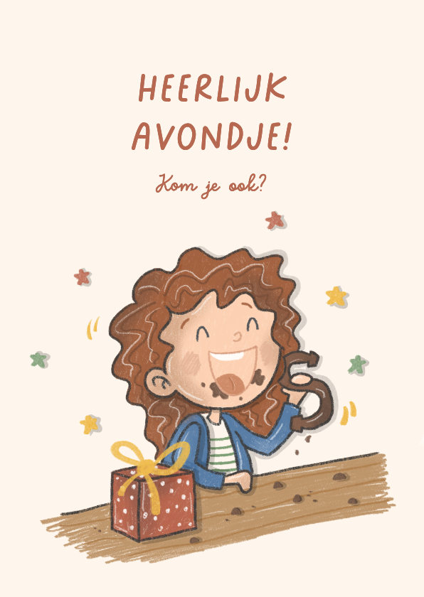 Sinterklaaskaarten - Sinterklaaskaart Heerlijk Avondje Chocolade Letter