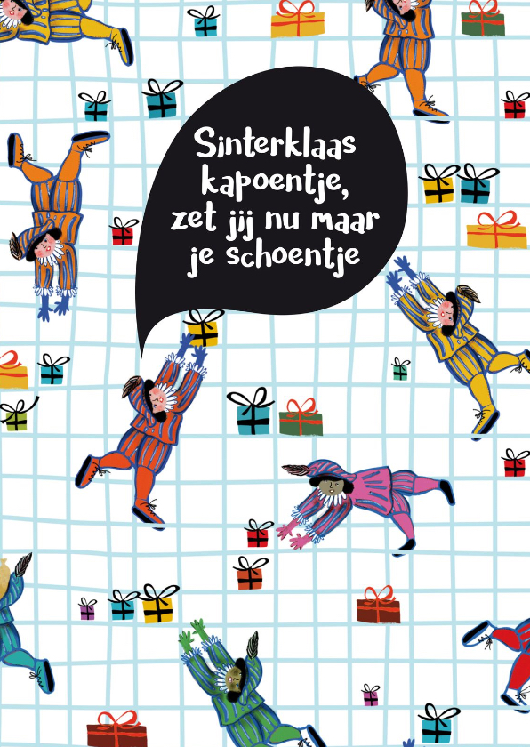 Sinterklaaskaarten - Sinterklaaskaart met hardwerkende pietjes