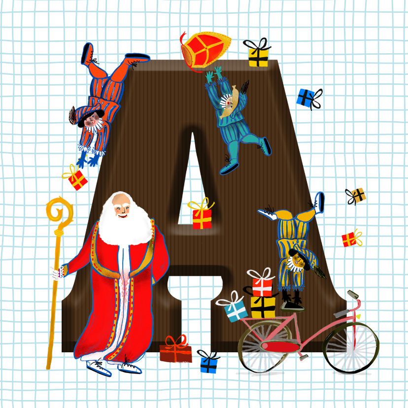 Sinterklaaskaarten - Sinterklaaskaart met letter A