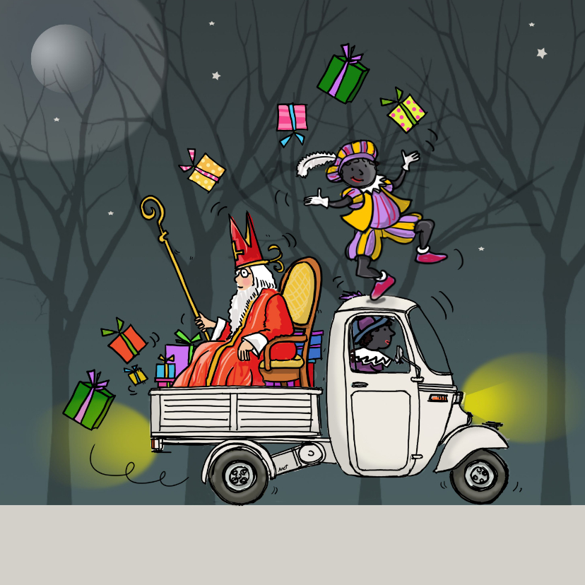 Sinterklaaskaart met piet - Sinterklaaskaarten Sinterklaaskaarten - Sinterklaaskaart met piet