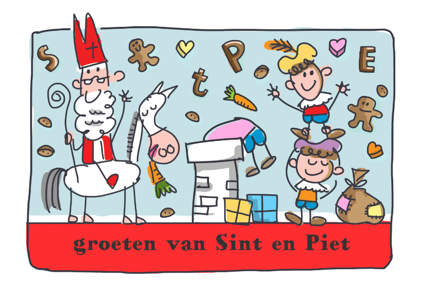 Opnemen Diakritisch Mislukking Sinterklaaskaart met sint en piet op het dak | Kaartje2go