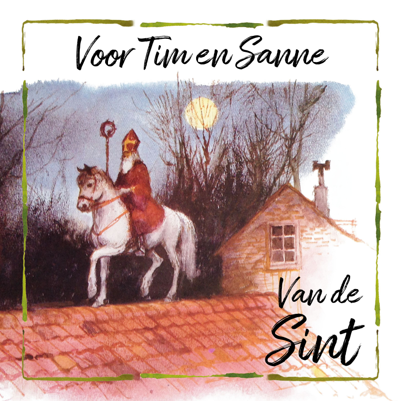 Sinterklaaskaart Schimmel op het dak - Sinterklaaskaarten Sinterklaaskaarten - Sinterklaaskaart Schimmel op het dak