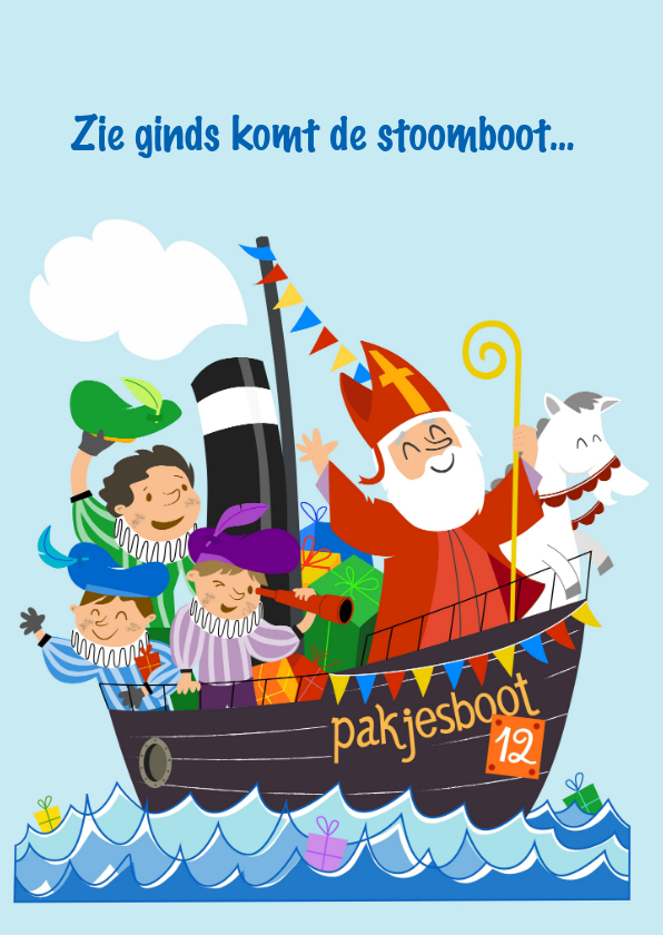 Sinterklaaskaarten - Sinterklaaskaarten - zie ginds komt de stoomboot...