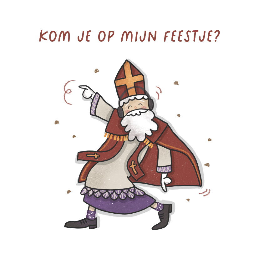 Uitnodiging 'Kom je ook op het feestje van Sinterklaas?' - Sinterklaaskaarten Sinterklaaskaarten - Uitnodiging 'Kom je ook op het feestje van Sinterklaas?'