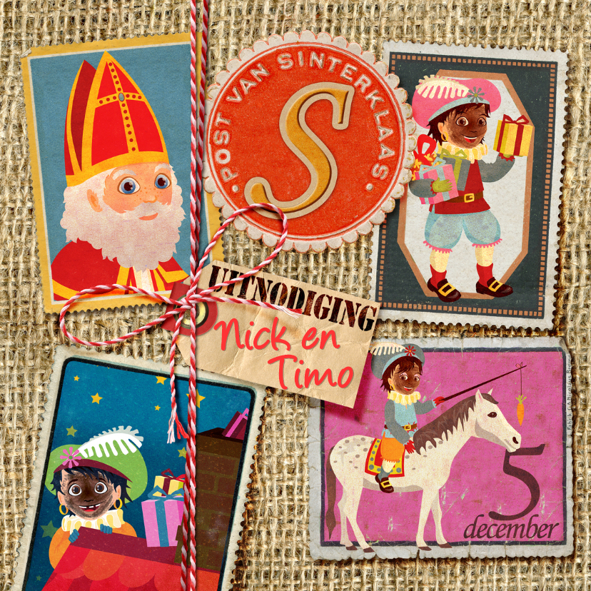 Sinterklaaskaarten - YVON sinterklaas hip cool zegels