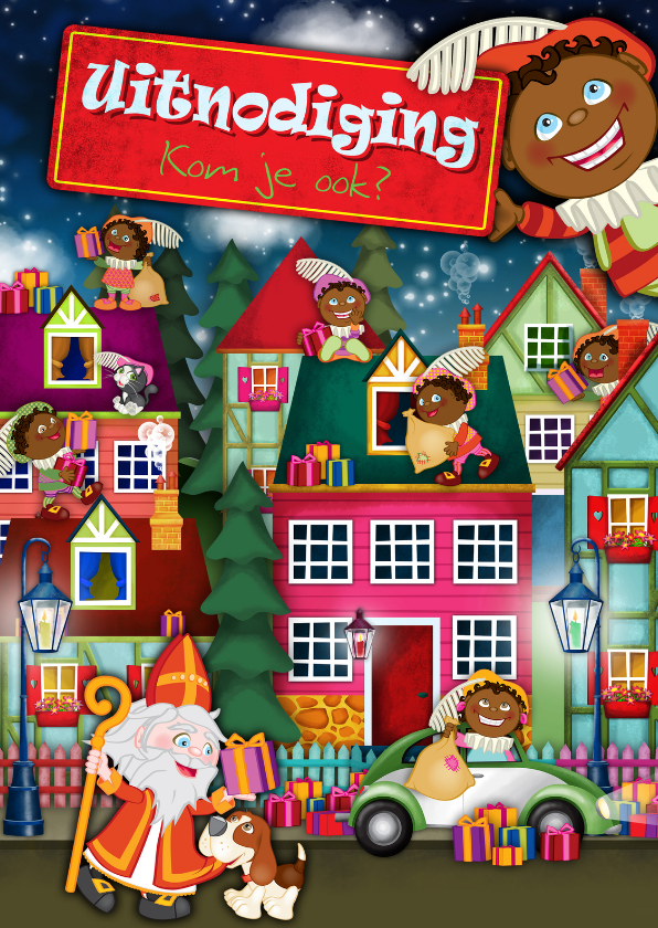YVON sinterklaas uitnodiging straat sint - Sinterklaaskaarten Sinterklaaskaarten - YVON sinterklaas uitnodiging straat sint