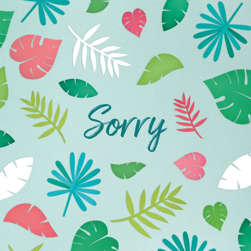 Sorry kaart jungle blaadje - Sorry kaarten Sorry kaarten - Sorry kaart jungle blaadje