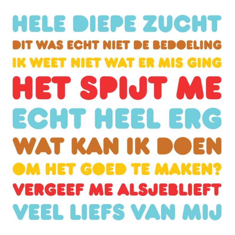 Sorry Letters Diepe Zucht - Sorry kaarten Sorry kaarten - Sorry Letters Diepe Zucht