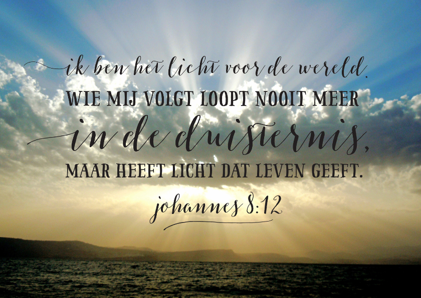 Bijbeltekst ik ben het licht - Religie kaarten Religie kaarten - Bijbeltekst ik ben het licht