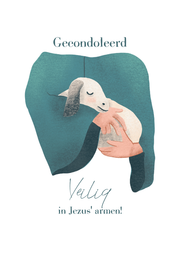 Religie kaarten - Christelijke condoleancekaart lammetje in Jezus' armen