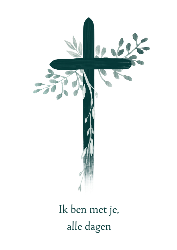 Christelijke kaart kruis met bladeren - Religie kaarten Religie kaarten - Christelijke kaart kruis met bladeren