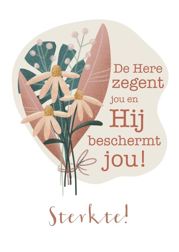 Religie kaarten - Christelijke kaart met bijbeltekst en bos bloemen