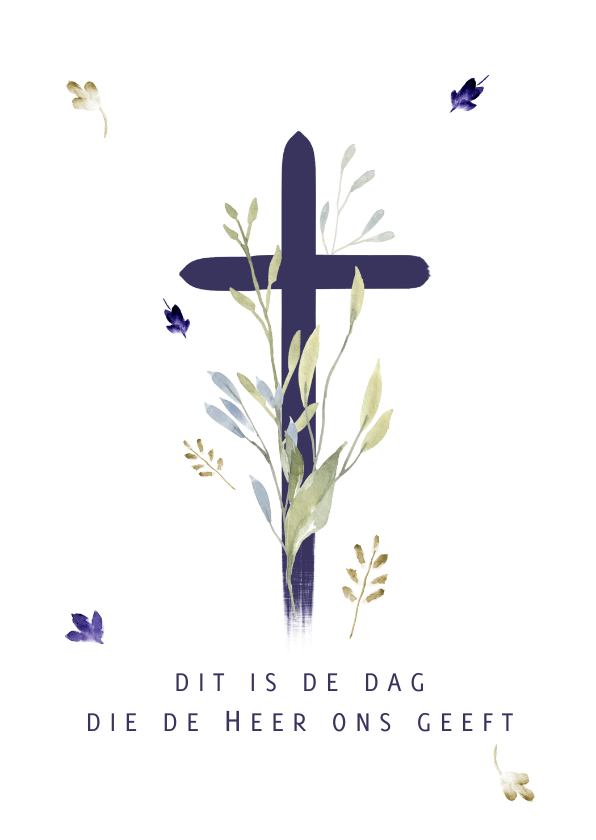 Religie kaarten - Christelijke kaart met kruis, aanpasbare (opwekkings)tekst