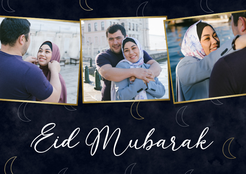 Eid Mubarak maantjes stijlvolle religiekaart - Religie kaarten Religie kaarten - Eid Mubarak maantjes stijlvolle religiekaart