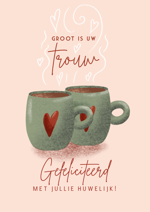 Religie kaarten - Felicitatie kaart voor trouwdag met 2 kopjes koffie