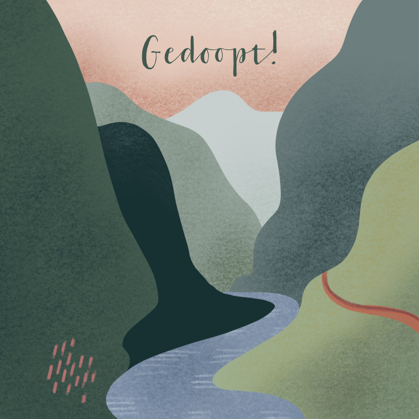 Religie kaarten - Felicitatie voor volwassen doop met landschap met rivier