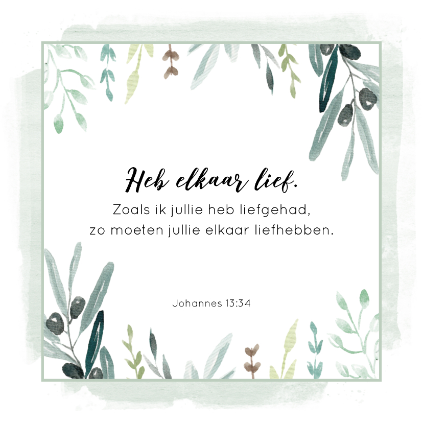 Religie kaarten - Kaart bijbeltekst "Heb elkaar lief"