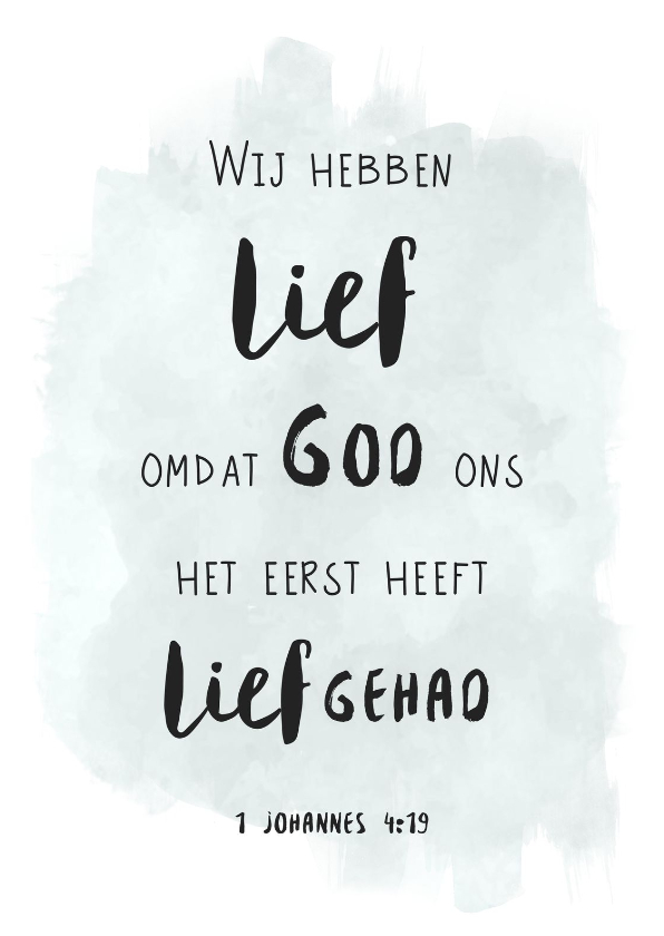 Religie kaarten - Kaart bijbeltekst "Wij hebben lief"