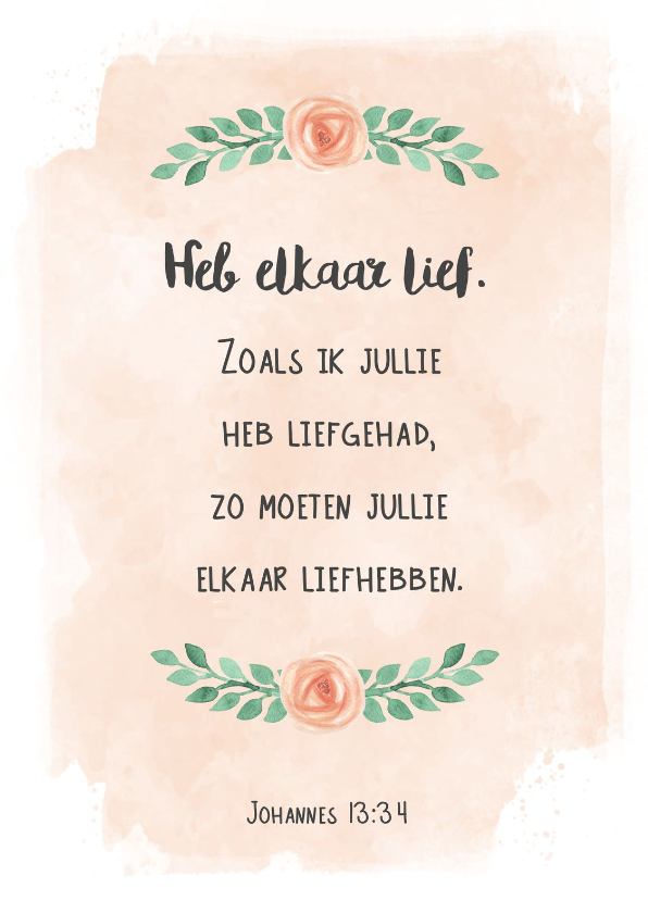 Religie kaarten - Liefde kaart bijbeltekst Johannes 13:34