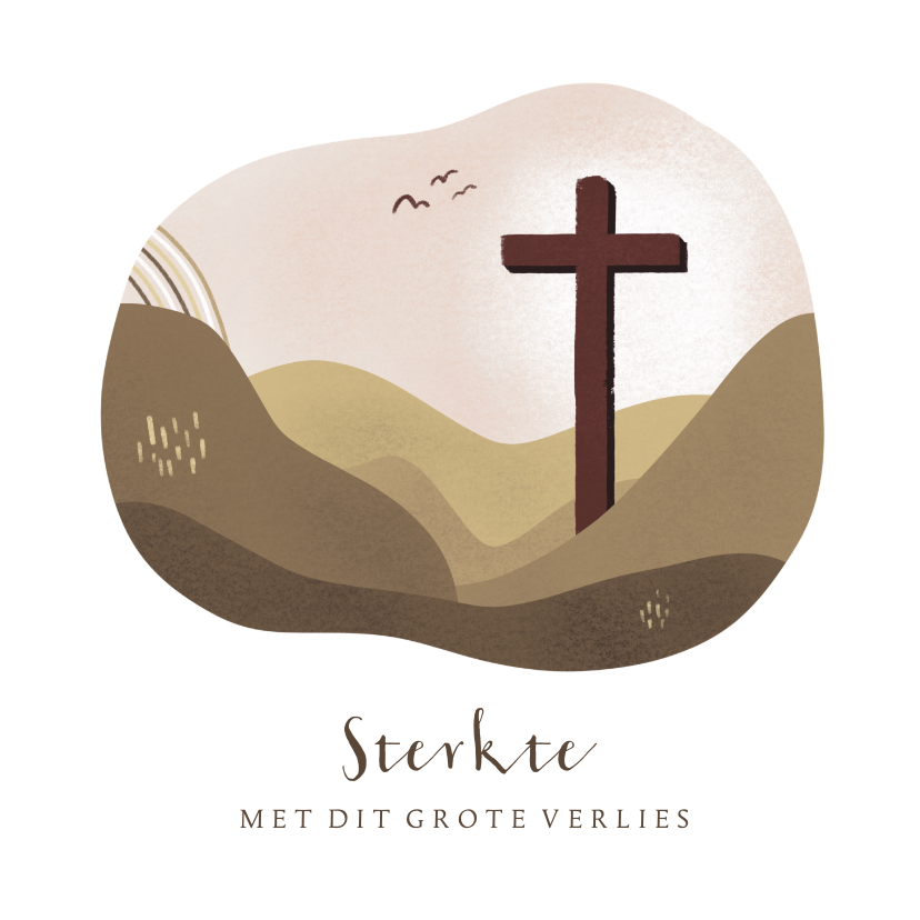 Religie kaarten - Religie christelijke condoleance met kruis en regenboog